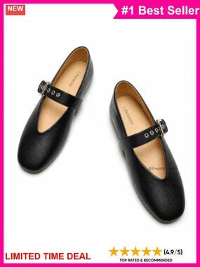 Mary Jane Flats Round Toe Slip On Ballet Shoes Adjustable Buckle